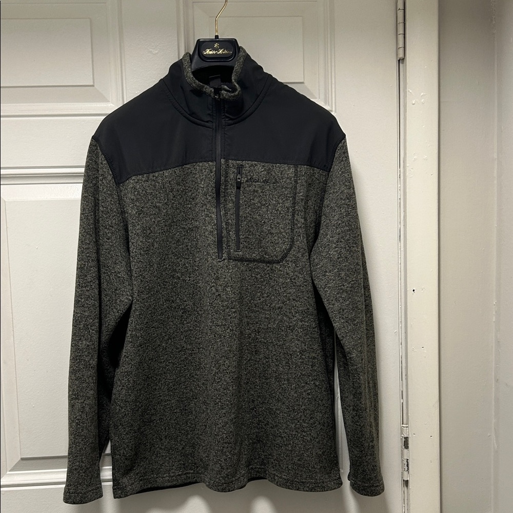 Eddie Bauer Men's Charcoal and Black Zip-Up Sweater